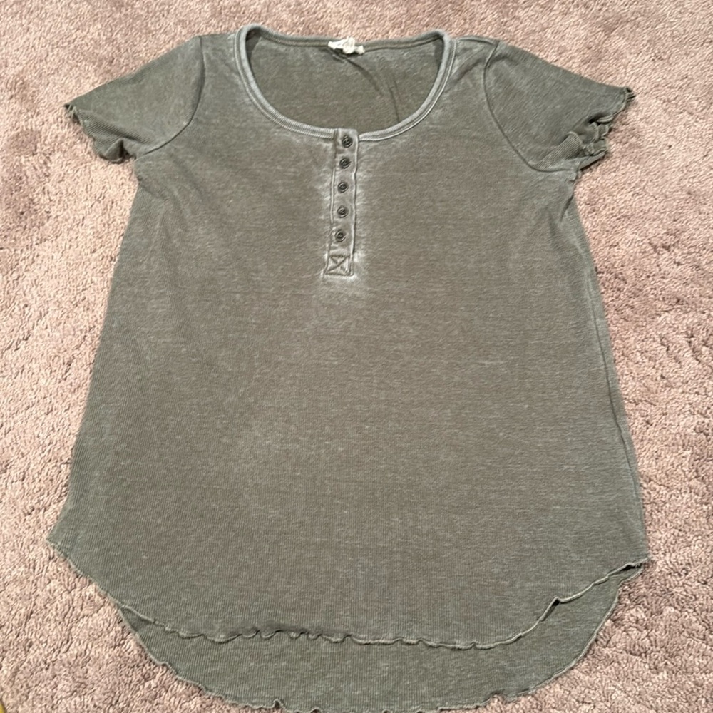 June and Delancey Olive Henley Shirt